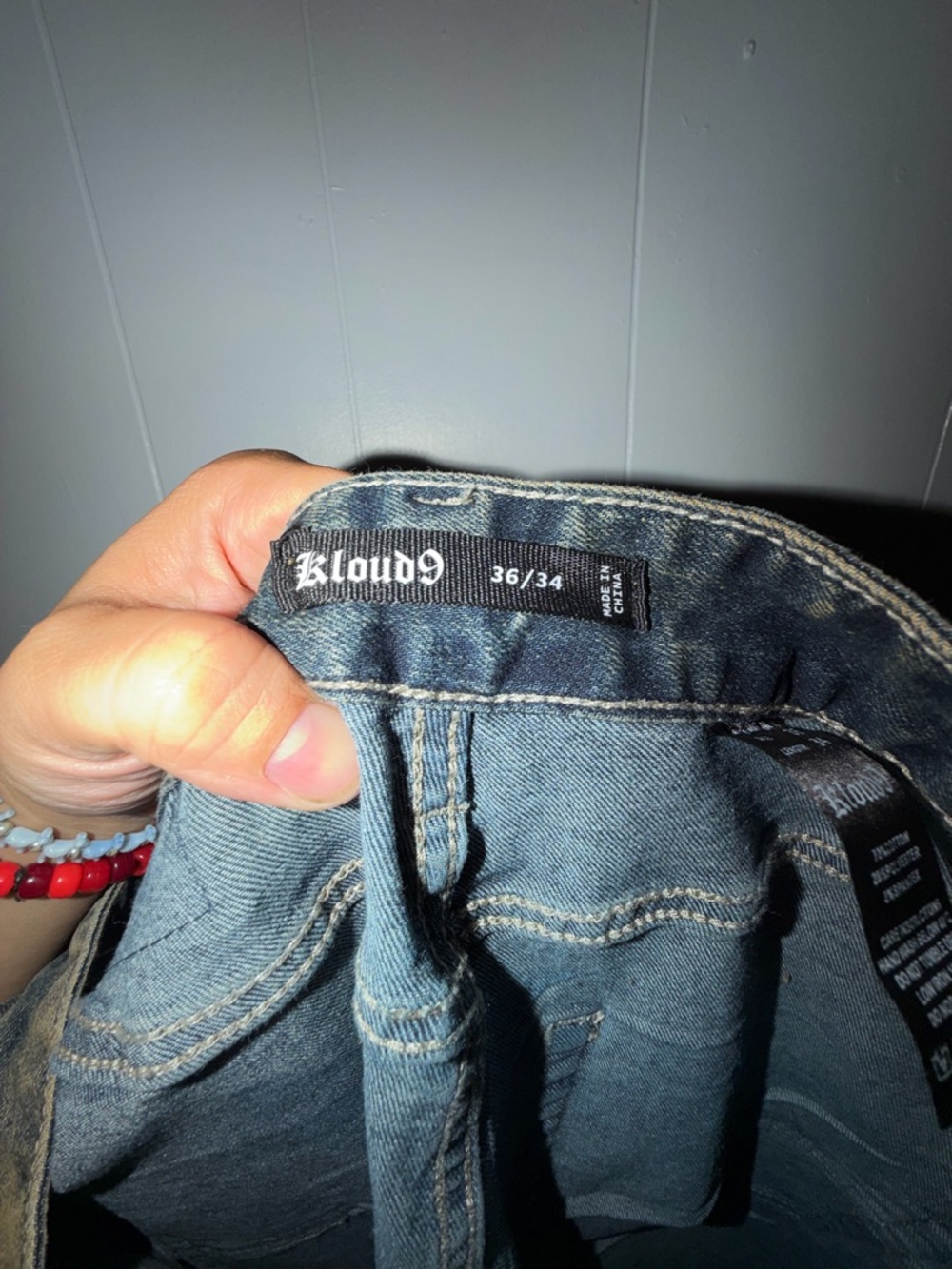Rustic Brown Distressed Jeans with Sequin Wing Detail - Picture 2 of 7